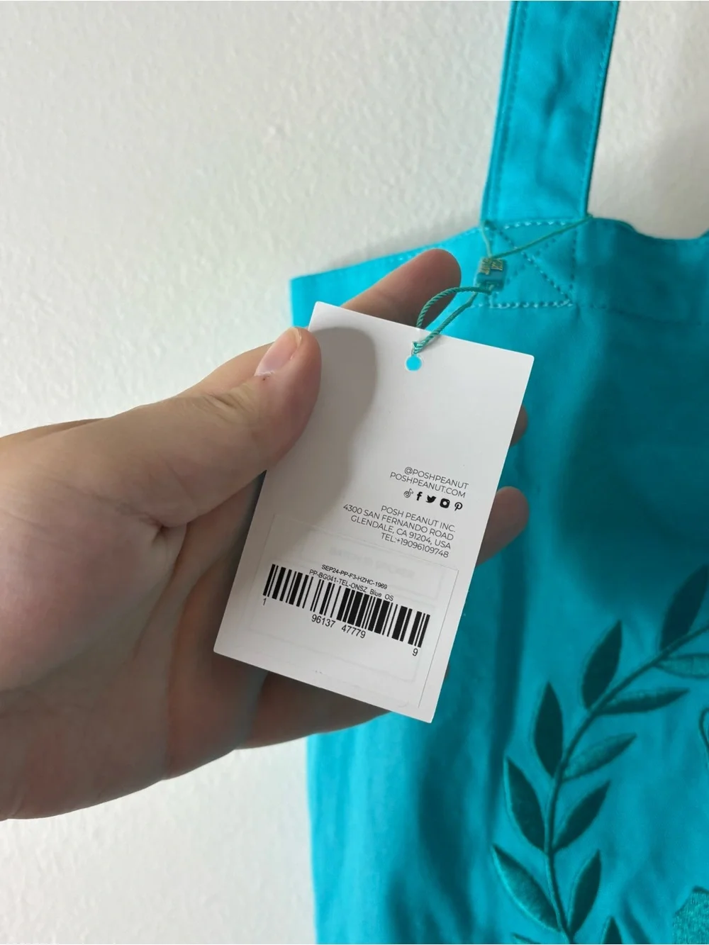 Posh Peanut Turquoise Canvas Tote with Logo